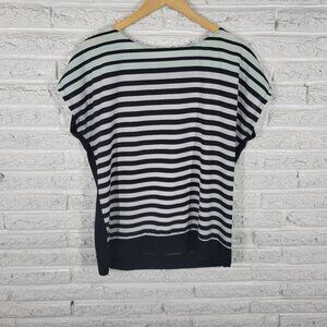New York & Co Womens XL Top Green Black Striped Sleeveless Round Neck STR78E